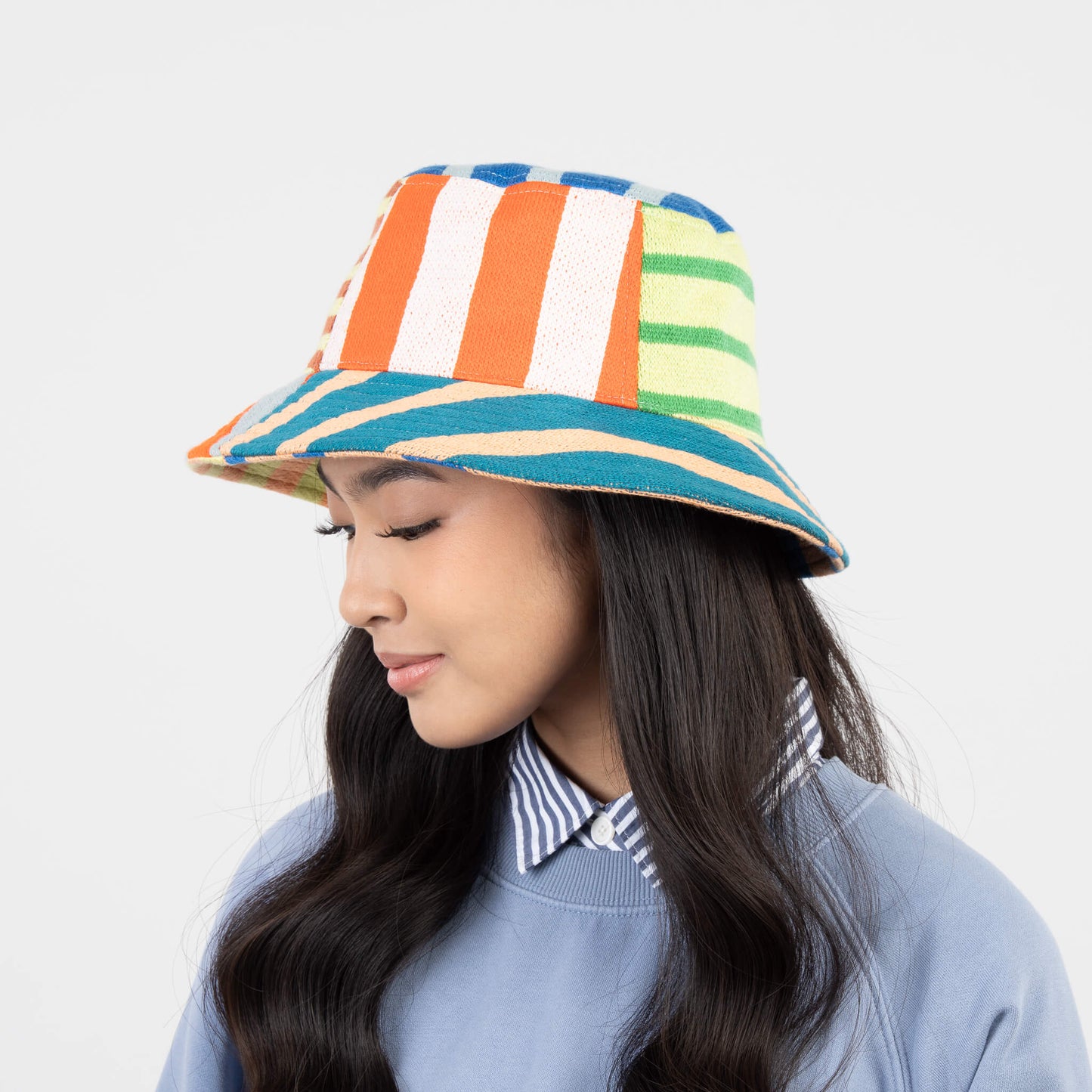 Patchwork Stripe Bucket Hat