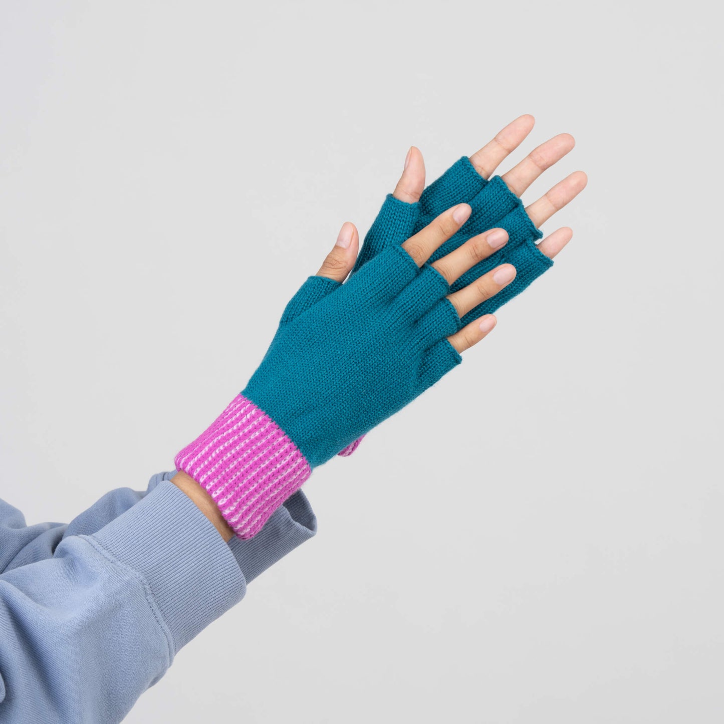 Stripe Cuff Fingerless Gloves