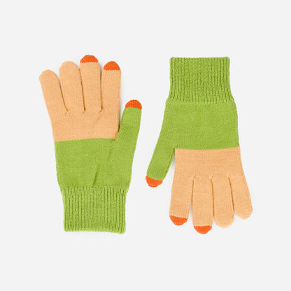 Colorblock Knit Touchscreen Gloves
