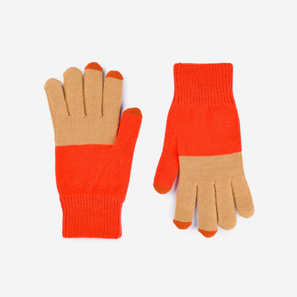 Colorblock Knit Touchscreen Gloves