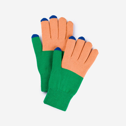 Colorblock Knit Touchscreen Gloves
