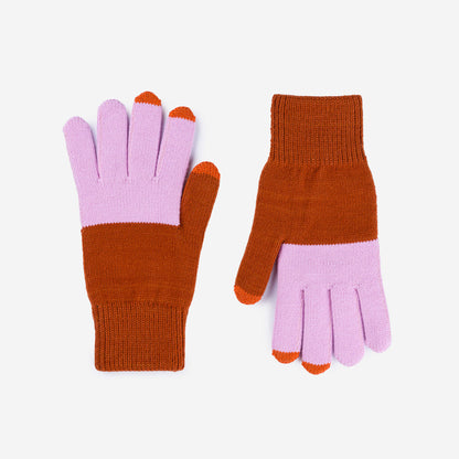 Colorblock Knit Touchscreen Gloves