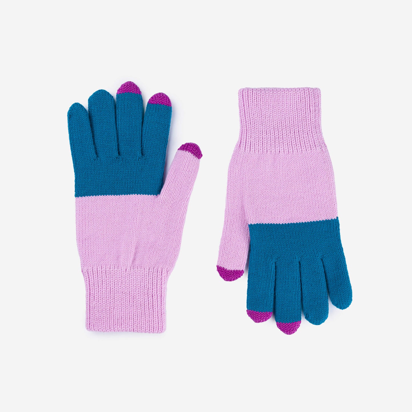 Colorblock Knit Touchscreen Gloves