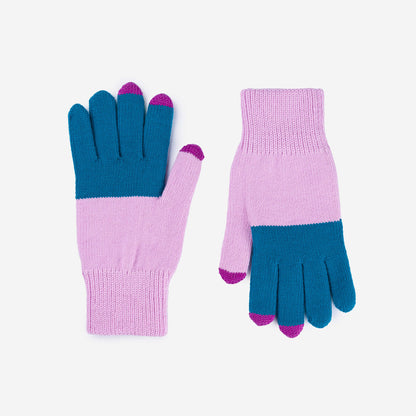 Colorblock Knit Touchscreen Gloves