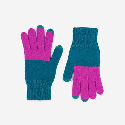 Colorblock Knit Touchscreen Gloves