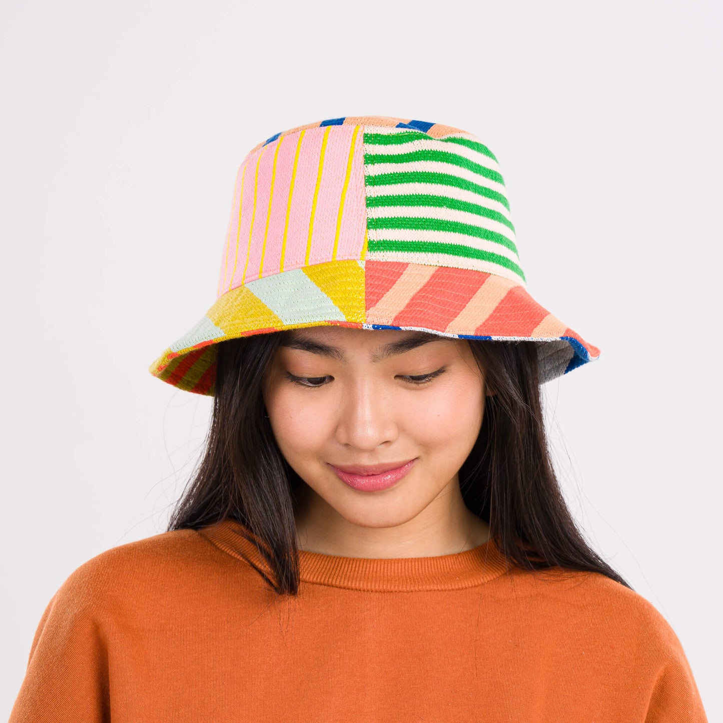 Patchwork Stripe Bucket Hat