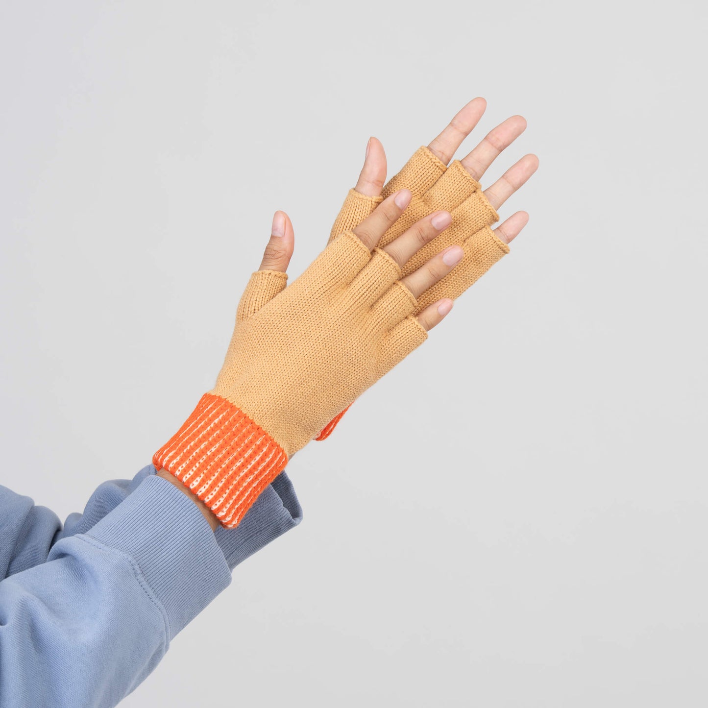 Stripe Cuff Fingerless Gloves