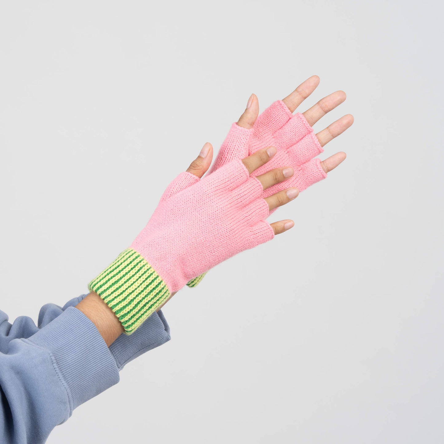 Stripe Cuff Fingerless Gloves