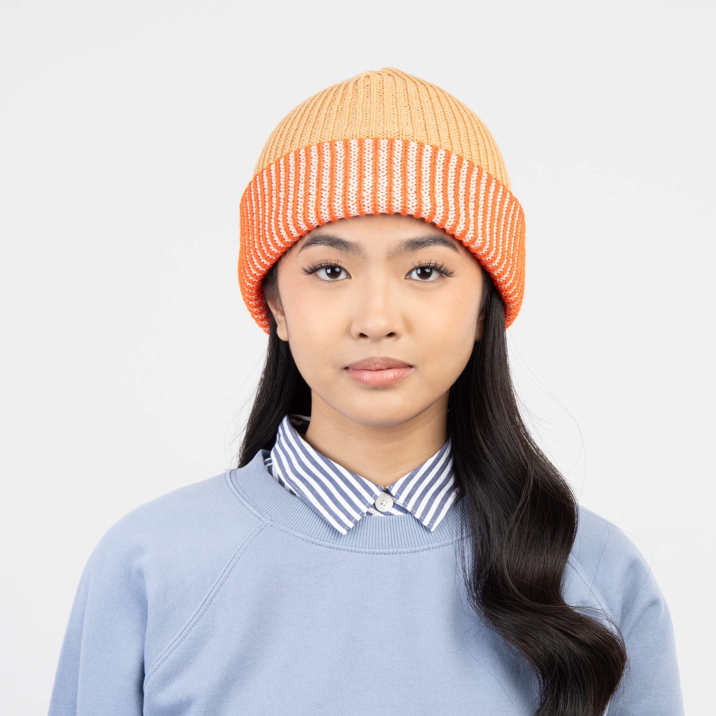 Stripe Cuff Plush Beanie