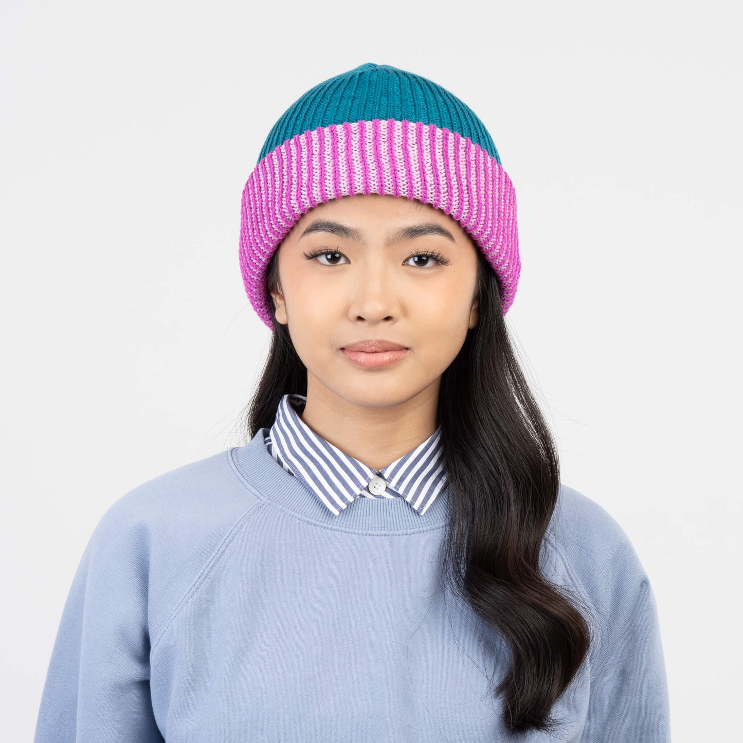 Stripe Cuff Plush Beanie