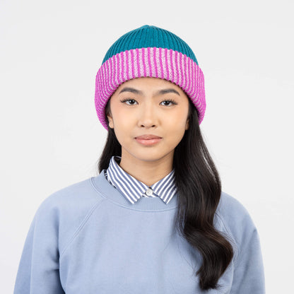 Stripe Cuff Plush Beanie