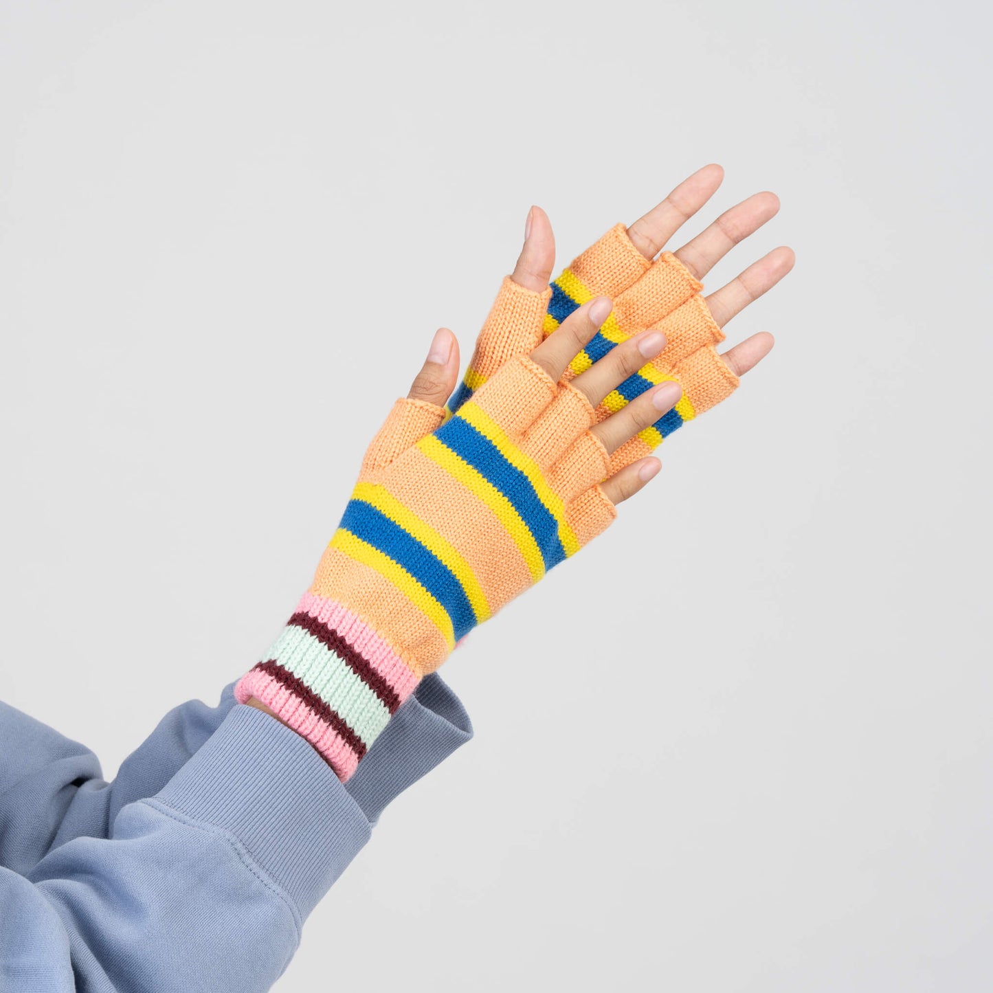 Zipper Stripe Fingerless Gloves